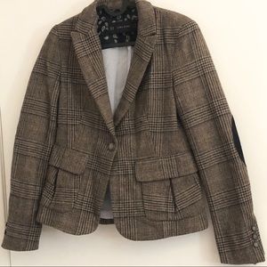 Zara Basic Plaid Wool Blazer Jacket- Size XS- EUC